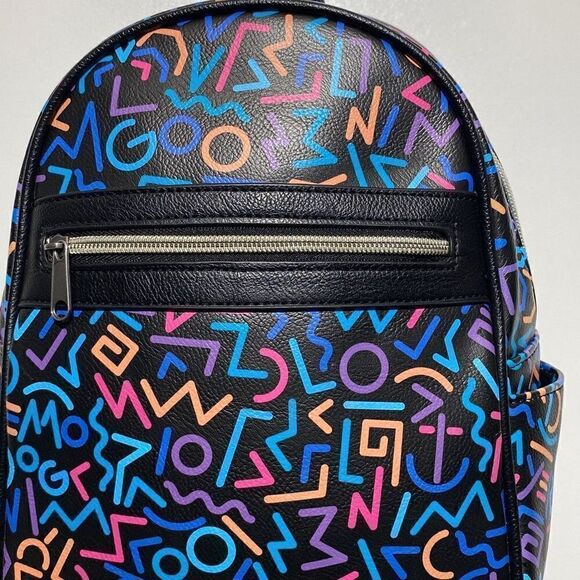 Stranger Things Women's Multicolor Geometric Lines Mini Black Backpack - Picture 4 of 13